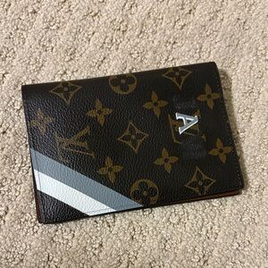 Louis Vuitton Monogram Passport Holder in Brown and Black (White & Grey Painted)